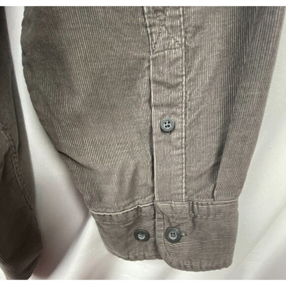 NWT Faded Glory Corduroy Shirt Men Large Gray Button Down 100% Cotton Fall Shirt - Picture 9 of 13
